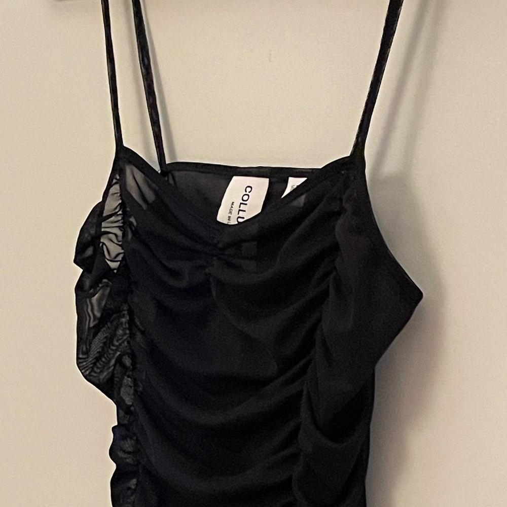 Sheer rushed mini dress